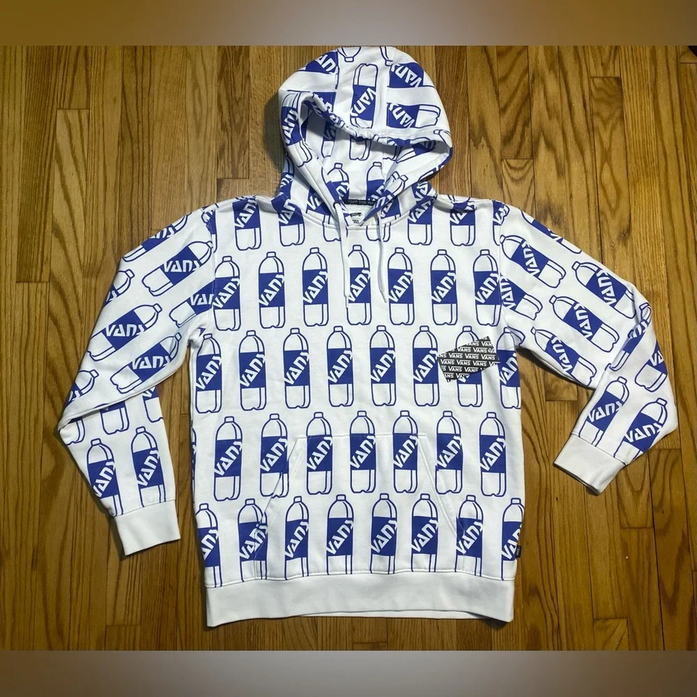 VANS X FERGUS CORNER STORE ALL OVER PRINT FLEECE - WHITE/BLUE men’s sz L… - Picture 2 of 7